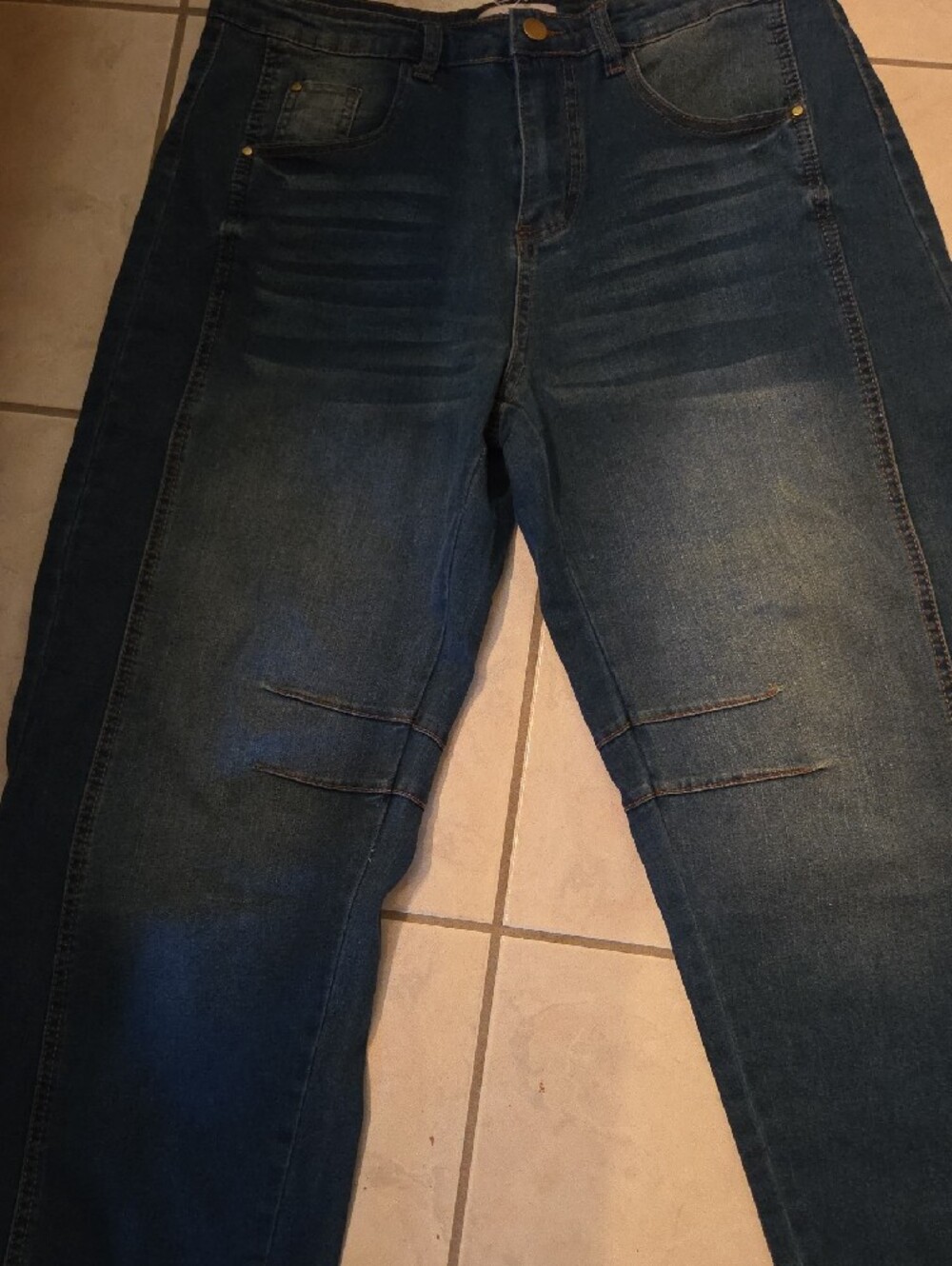 Miss Sparkling Dark Wash Wide Leg Jeans - Dark Blue - Picture 4 of 8
